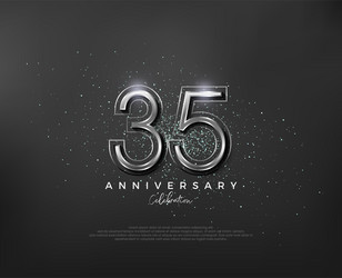 Silver metallic number design premium 35th vector