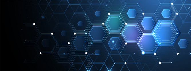 technology banner design with hexagons abstract vector image