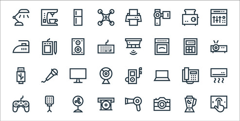 Electronics line icons linear set quality vector