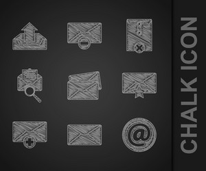 set envelope mail and e-mail with star received vector image