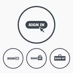 sign in icons login with arrow hand pointer vector image