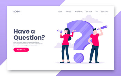 faq or q and a internet landing page concept web vector image