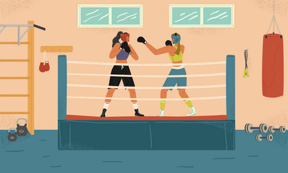 Female boxers fighting on arena Royalty Free Vector Image