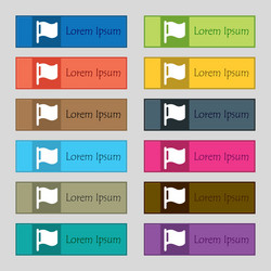 Flag icon sign set of twelve rectangular colorful vector