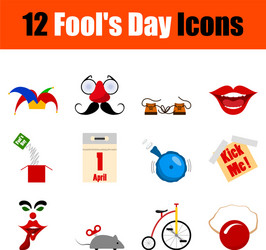 Fools day icon set vector