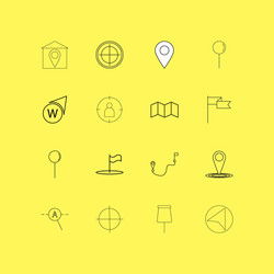 map and navigation linear icon set simple outline vector image