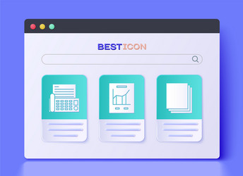 set document with graph chart fax machine vector image