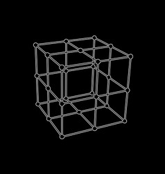 Wireframe mesh polygonal element cube vector