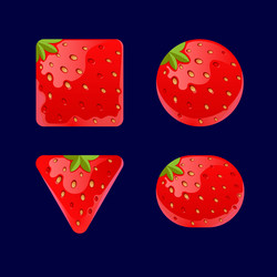 Cartoon red buttons strawberry kit for game ui vector