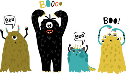 cute furry monsters vector