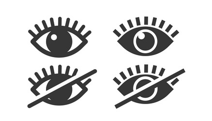 invisible visible eye icon shape or open closed vector