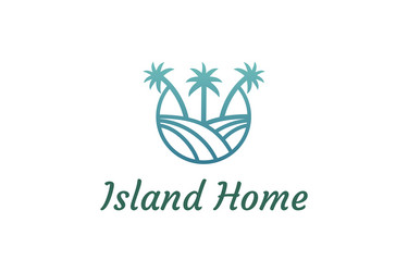 ocean waves and palm tree combined with simple vector image