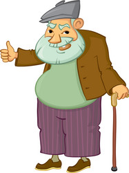 Old man with walking stick Royalty Free Vector Image