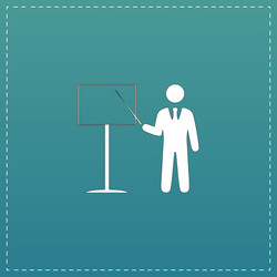 Presentation sign icon man standing with pointer vector