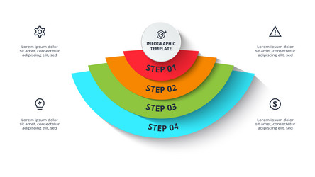 process chart elements of graph diagram with 4 vector image