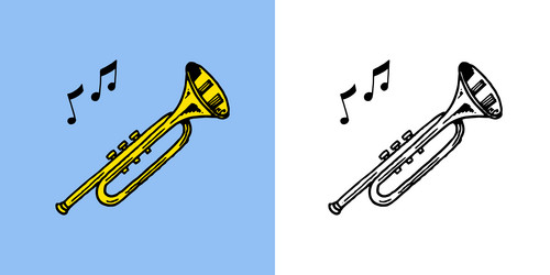 tube or trumpet musical instrument hand drawn Vector Image