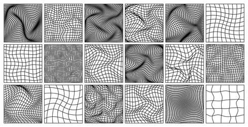 wireframe shapes lined perspective mesh 3d grid vector image