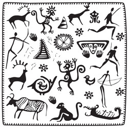 African Petroglyph Art - Tribal Symbols Vector Image