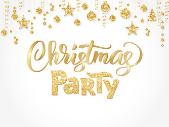 Gold Christmas Party Poster Vector Image