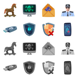 isolated object of virus and secure icon vector image