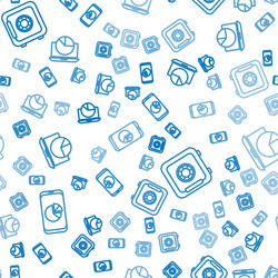 set line mobile phone with graph chart safe vector image