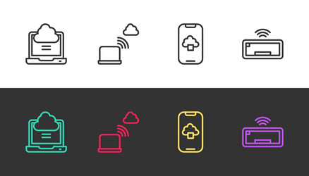 set line network cloud connection vector image