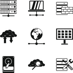 computer setup icons set simple style vector image
