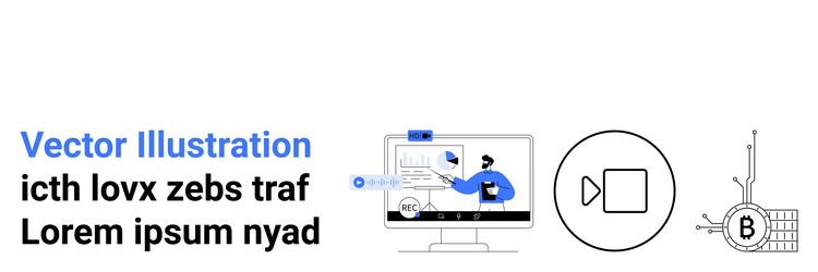 data analysis presentation with blockchain video vector image