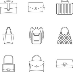different bagage icon set outline style vector image