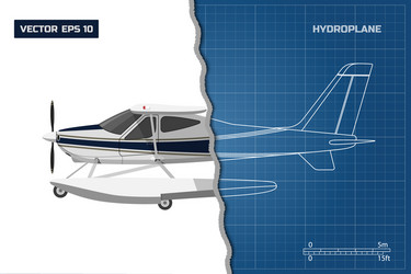 engineering blueprint of plane side view vector image
