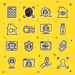 set line face recognition chain link usb flash vector image