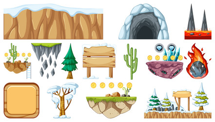 set of isolated game objects vector image
