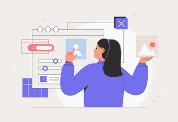 woman working on web and application development vector image