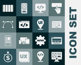 set ui or ux design front end development bezier vector image