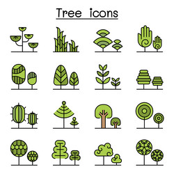 tree icon set in colorline style vector image
