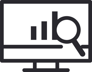 bars chart in computer and lupe line style icon vector image