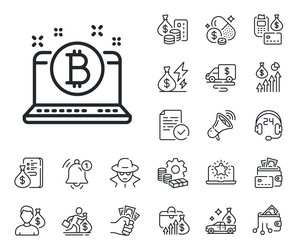 Bitcoin line icon cryptocurrency coin sign vector