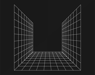 cyber grid retro punk perspective rectangular vector image