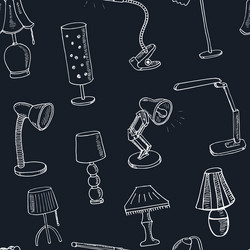 Doodle seamless pattern with lamps vector