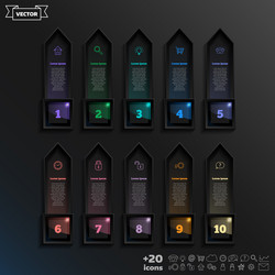 infographic design list with colorful square vector image