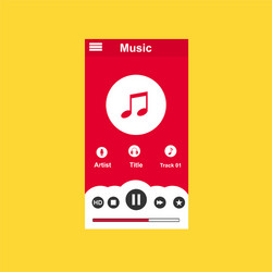 media player application app template with flat vector