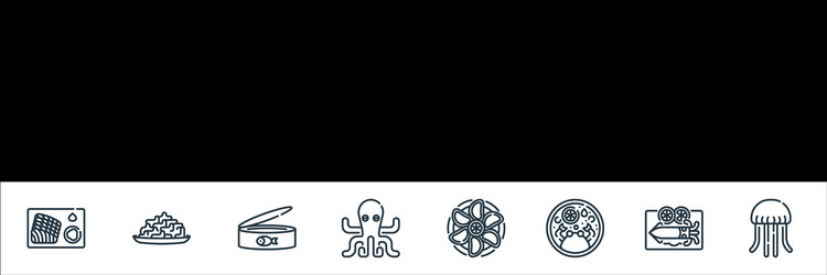 Seafood line icons linear set quality vector