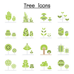 tree icon set in flat color style vector image