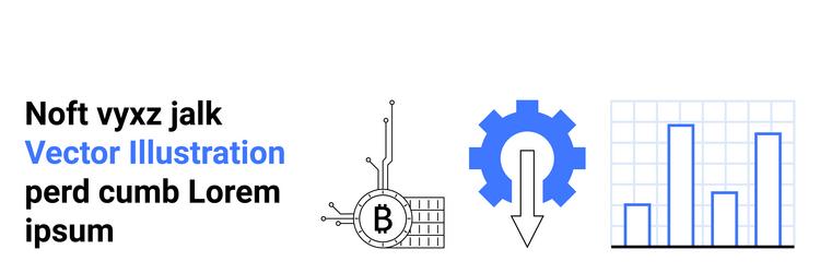 bitcoin circuit gear with down arrow bar graph vector image