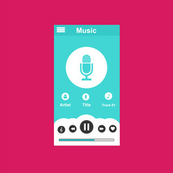 media player application app template with flat vector