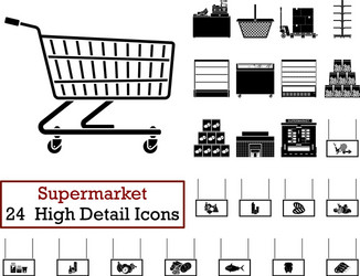 set of 24 supermarket icons vector