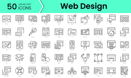 set of web design icons line art style vector