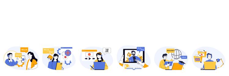 studying foreign language concept set in flat web vector image