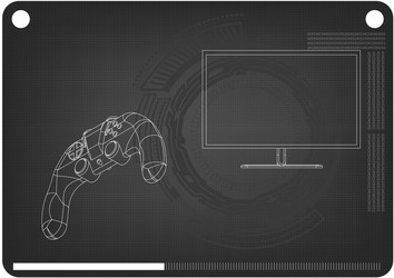 3d model of joystick and monitor on a black vector