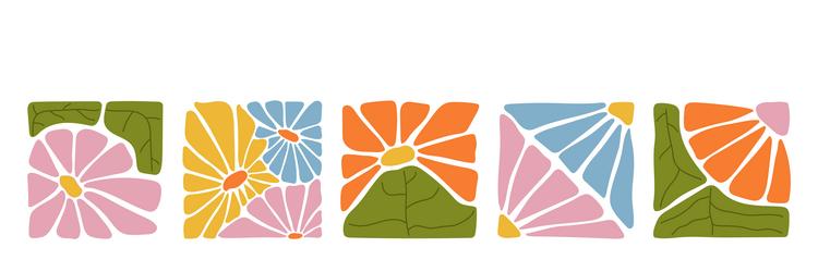 abstract floral patterns in modern square style vector image